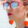 European and American gold multi piece long petal geometric women flower earrings