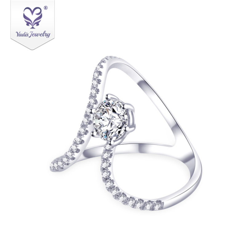 Classical Cubic Zirconia 14k 18K Gold sliver Plated Platinum wedding moissanite Ring