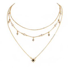wholesale fancy Amazon ins fashion gold beach star sun layered necklace for women lady girls layers