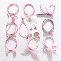 bule kid Glitter Elastic star ponytail holder Scrunchies women Hair ties set