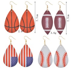 European and American popular personality trend flag basketball leather earrings for women