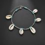 2019 summer hot sale jewelry blue beads summer beach sea shell anklet for ladies