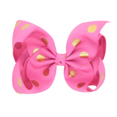 8 inch large ribbon gold dots JOJO hair bows clip for kid girl accessories