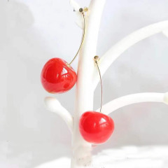 custom fashion trendy Gift fruit Adorable Cherry  Drop dangle Earrings For Women