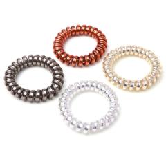 2020 Yiwu Factory Hair Accessory Glitter Metal Color Telephone Wire Hair Tie