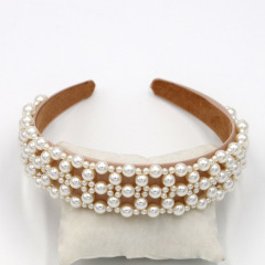 2019 hot sale women girls elegant baroque pearl velvet headband headbands with pearls