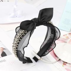 Yiwu hair accessories hot black lace bow gray pearl beads headbands Yiwu hair accessories hot black lace bow gray pearl beads headbands