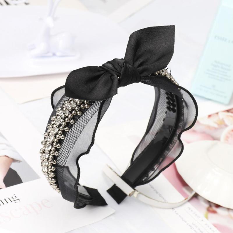 Yiwu hair accessories hot black lace bow gray pearl beads headbands Yiwu hair accessories hot black lace bow gray pearl beads headbands