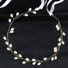 Handmade women bride silver pearl hair accessories wedding bridal headband