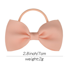 Amazon hot sale baby hair accessories children's solid color elastic bow hair ties for girls