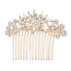 Fashion flower Wedding hair accessories crystal rose gold bridal hair comb