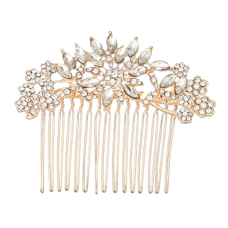 Fashion flower Wedding hair accessories crystal rose gold bridal hair comb Fashion flower Wedding hair accessories crystal rose gold bridal hair comb