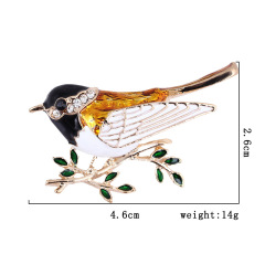 2020 new arrival custom cheap jewelry magpie colorful rhinestone birds brooches