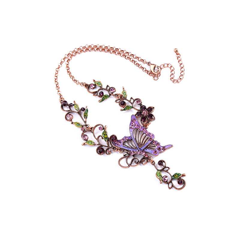 Wholesale women gift jewelry vintage artificial roses purple pearl flower necklace Wholesale women gift jewelry vintage artificial roses purple pearl flower necklace