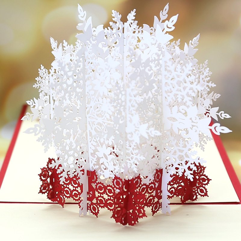 custom Promotional paper craft pop up laser cut handmade 3d gift pop up christmas cards