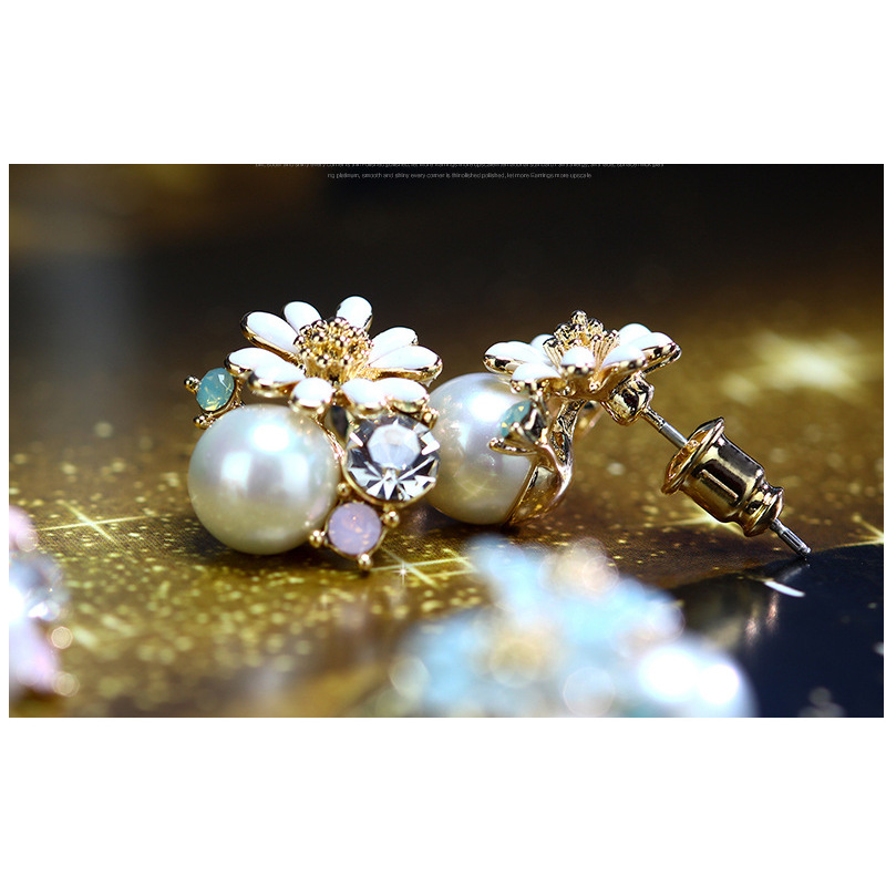Korea Fashion women jewelry flower earring accessories pearl stud earrings