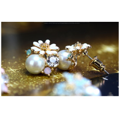 Korea Fashion women jewelry flower earring accessories pearl stud earrings