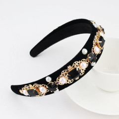 New women custom hairhoop baroque pearl hairband glitter crystal rhinestone bling headbands
