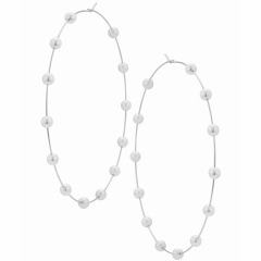 New arrive Gold sliver round big baroque jewellery big pearl hoop earrings