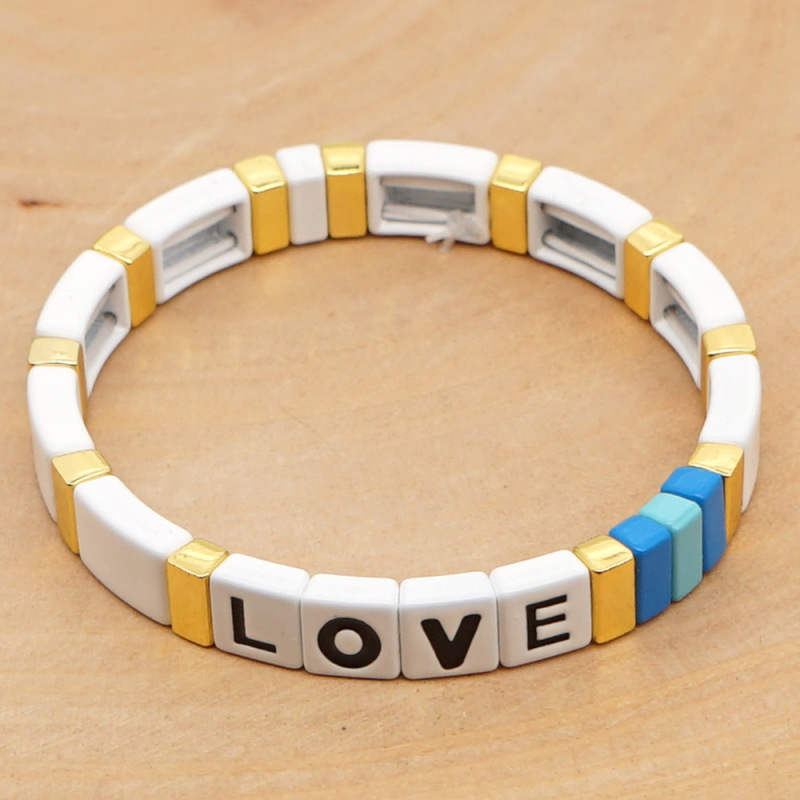 Wholesale Factory Direct Customized Bohemia Rainbow Painted Letter Love Enamel Bracelet Wholesale Factory Direct Customized Bohemia Rainbow Painted Letter Love Enamel Bracelet