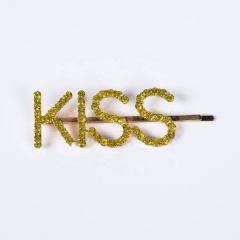 Korean wholesale hair clip popular rhinestone clip hair KISS letter accessories hair girls