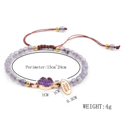 Handmade Natural Stone Bead Bracelet Colored Druzy Resin Weaving Stretch Bracelet