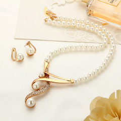 korean wish ins valentine's day gift bridal wedding jewellery earring necklace pearl set
