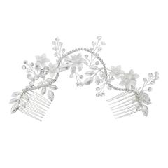 Handmade Rhinestone rose leaf bridal Hair Accessories wedding hair comb
