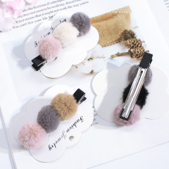 New hair accessories ladies Hair Barrettes wedding plush pompom hair pin