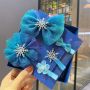 Korea popular gradient mesh Elsa ice Princess big bow children hair clips for girls Korea popular gradient mesh Elsa ice Princess big bow children hair clips for girls