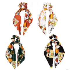 Factory Wholesale Custom Printed Flower Long Scarf Scrunchies For Women Girls