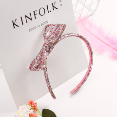 Pink children glitter bling hairband christmas big bow babi headband