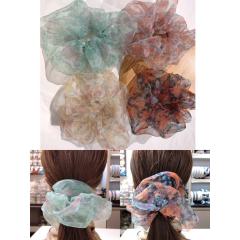 wholesale summer transparent girls oversize organza hair ties scrunchies