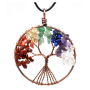 wholesale Handmade Jewelry Charms Natural crystal Stone tree of life Round Pendant Necklace for women wholesale Handmade Jewelry Charms Natural crystal Stone tree of life Round Pendant Necklace for women