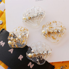 Transparent vintage Hair Barrettes glitter Acrylic Alligator pearl sea shell hair clip