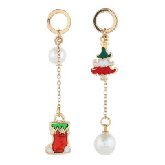 Creative Asymmetric Christmas Eve Shoes Tree Pearl Women Drop Earrings Creative Asymmetric Christmas Eve Shoes Tree Pearl Women Drop Earrings