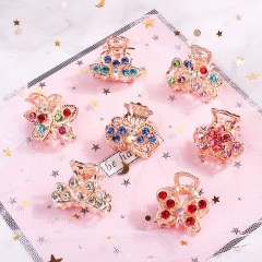 Fashion girls butterfly crystal alloy small rhinestone hair claw clips for children