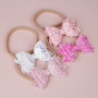 Wholesale kids hair accessories three-layer bow sequin nylon girls baby headband