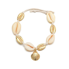 2019 Custom gold sea shell adjustable rope bracelet anklets foot jewelry for women 2019 Custom gold sea shell adjustable rope bracelet anklets foot jewelry for women