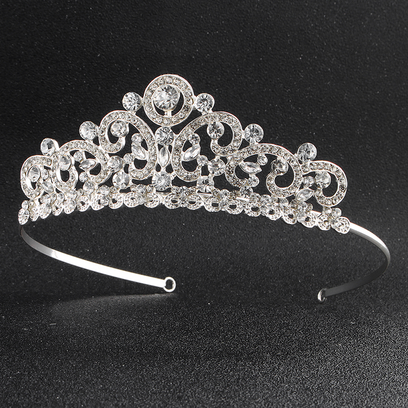 Handmade silver rhinestone crystal wedding round bridal tiaras crown Handmade silver rhinestone crystal wedding round bridal tiaras crown