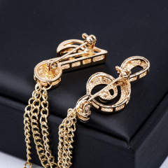 2020 INS amazon korean alloy rhinestone corsage double mens brooch chain for man suite with chain