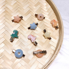 Korean cute children candy color stars acrylic small dinosaur hair clips for girls
