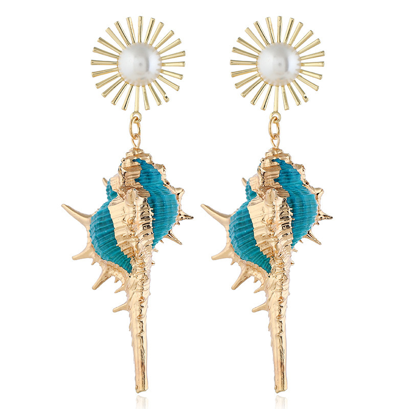 2019 new fashion women pendant alloy long pearl shell drop conch earrings 2019 new fashion women pendant alloy long pearl shell drop conch earrings