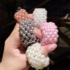 Amazon hot sale influencer girls women Hair accessories wide hair ties with pearls