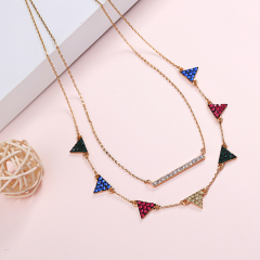 Wholesale women gift jewelry stainless steel pearl design colorful flag necklace