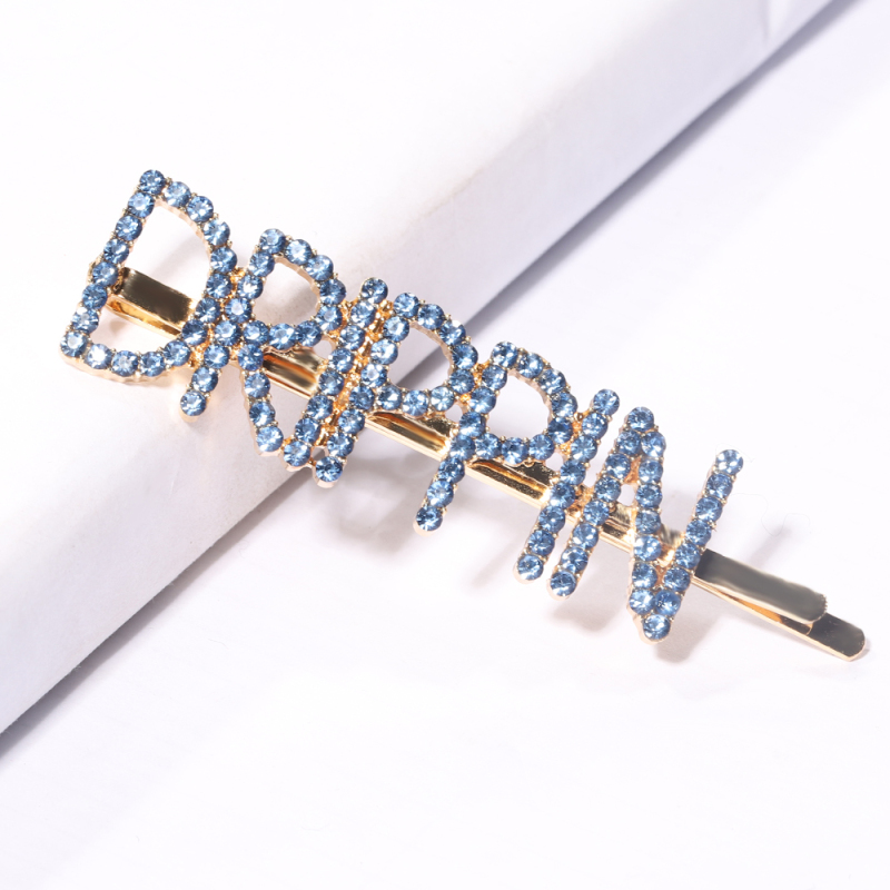 Customized Rainbow Crystal Colorful Rhinestone Letter DRIPPIN Hair Pins With Words Customized Rainbow Crystal Colorful Rhinestone Letter DRIPPIN Hair Pins With Words
