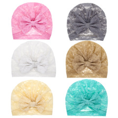 High quality newborn girl bow turban soft lace baby turban headband