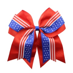 8 inch flag swallowtail hair bow tie sublimation elastic ribbon for hair ties for girls