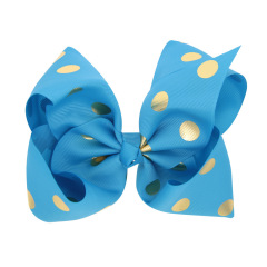 8 inch large ribbon gold dots JOJO hair bows clip for kid girl accessories