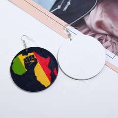 Wholesale africa map large round wooden earrings cheap personalized wood earrings jewelry